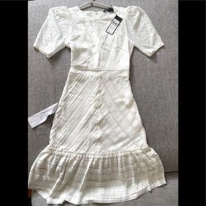 BCBGMaxAzria White Lacey Midi Dress